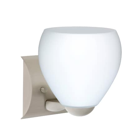 Besa Lighting Bolla Mini Sconce, Opal Matte, Satin Nickel Finish, 1x60W Incandescent 1WZ-412207-SN
